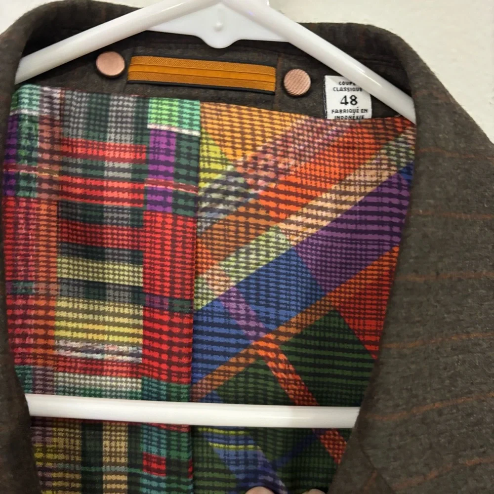 Robert Graham Dark Brown with Orange pinstripe Size 48 Blazer - Picture 2 of 9